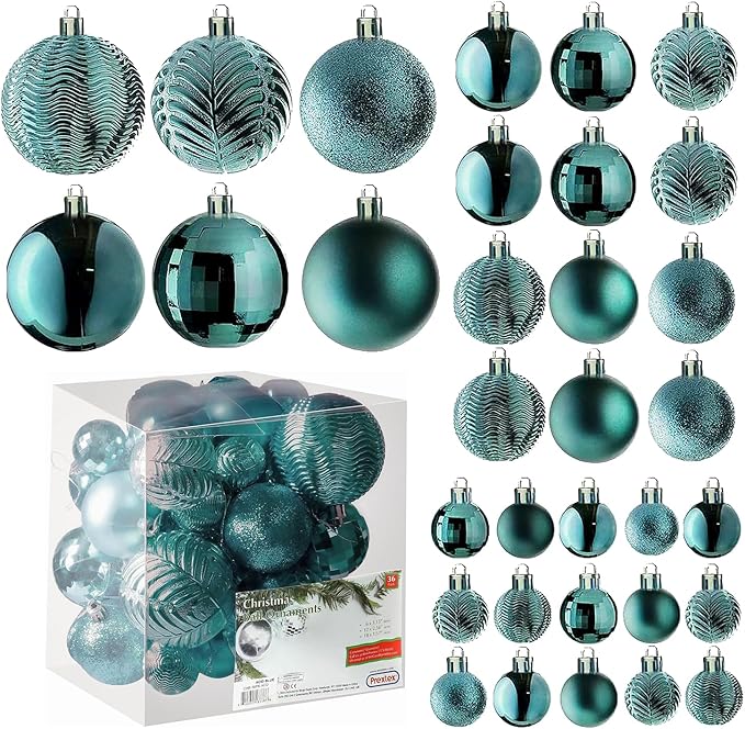 Prextex 36-Pieces Christmas Ornaments Set - Shatterproof, Festive
