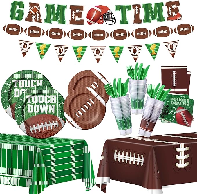 173PCS Football Party Supplies Kit for 24 Guests - Football Birthday