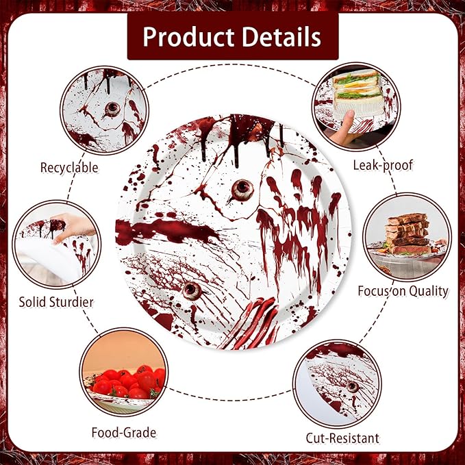 Killer Birthday Decoration 194PCS Halloween Scream Party Tableware