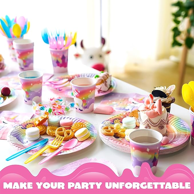 145 Pcs Unicorn Birthday Party Supplies with Unicorn Banner for