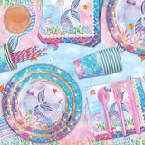 Mermaid Birthday Decorations Disposable Tableware Plates for Baby