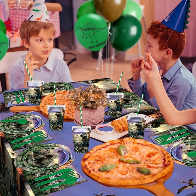 Dinosaur Birthday Decorations 280 PCS Dinosaur Birthday Backdrop