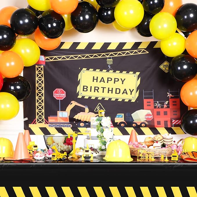 3 Pcs Construction Birthday Party Tablecloth 51 x 71 Inch Road Table