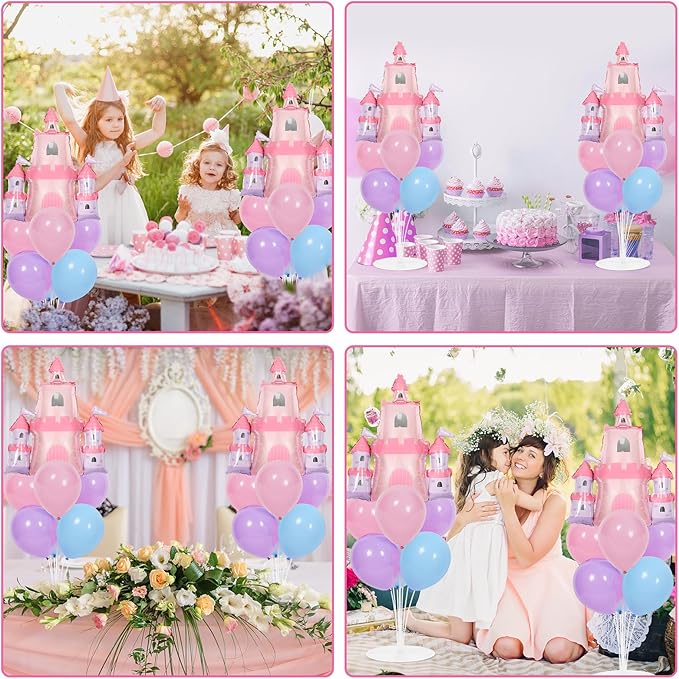 Princess Party Balloons Stand Kit 2 Sets with 2 Princess Castle Foil