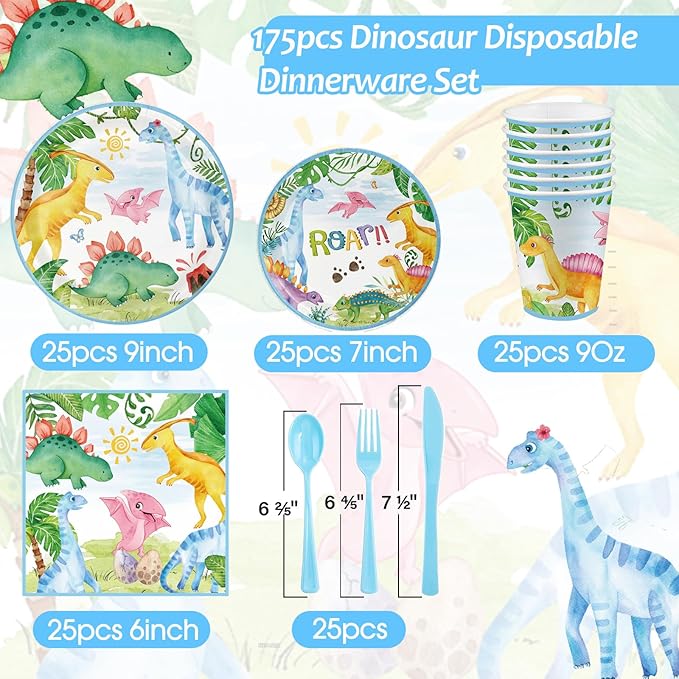 Dinosaur Birthday Party Supplies - 175PCS Dinosaur Themes Party
