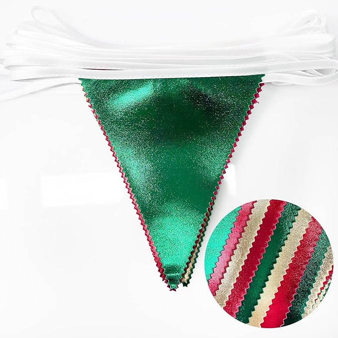 Christmas Party Decorations Triangle Pennant Banner Flag Red Green