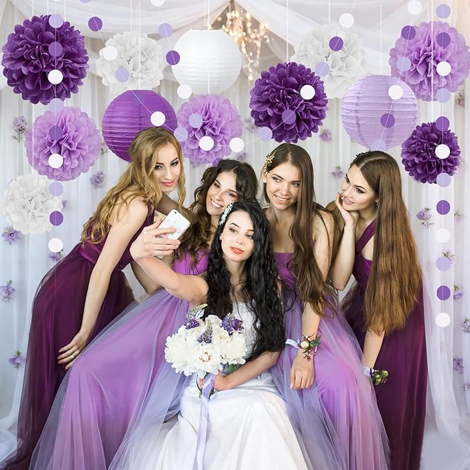 14 Pcs Purple Birthday Decorations for Women - Lavender & Lilac