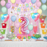 2nd Birthday Decorations Rainbow Gradient Number 2nd Balloon Pastel