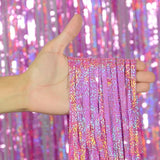Melsan Pink Foil Fringe Curtain Easter Decorations for Home – 3 Pack