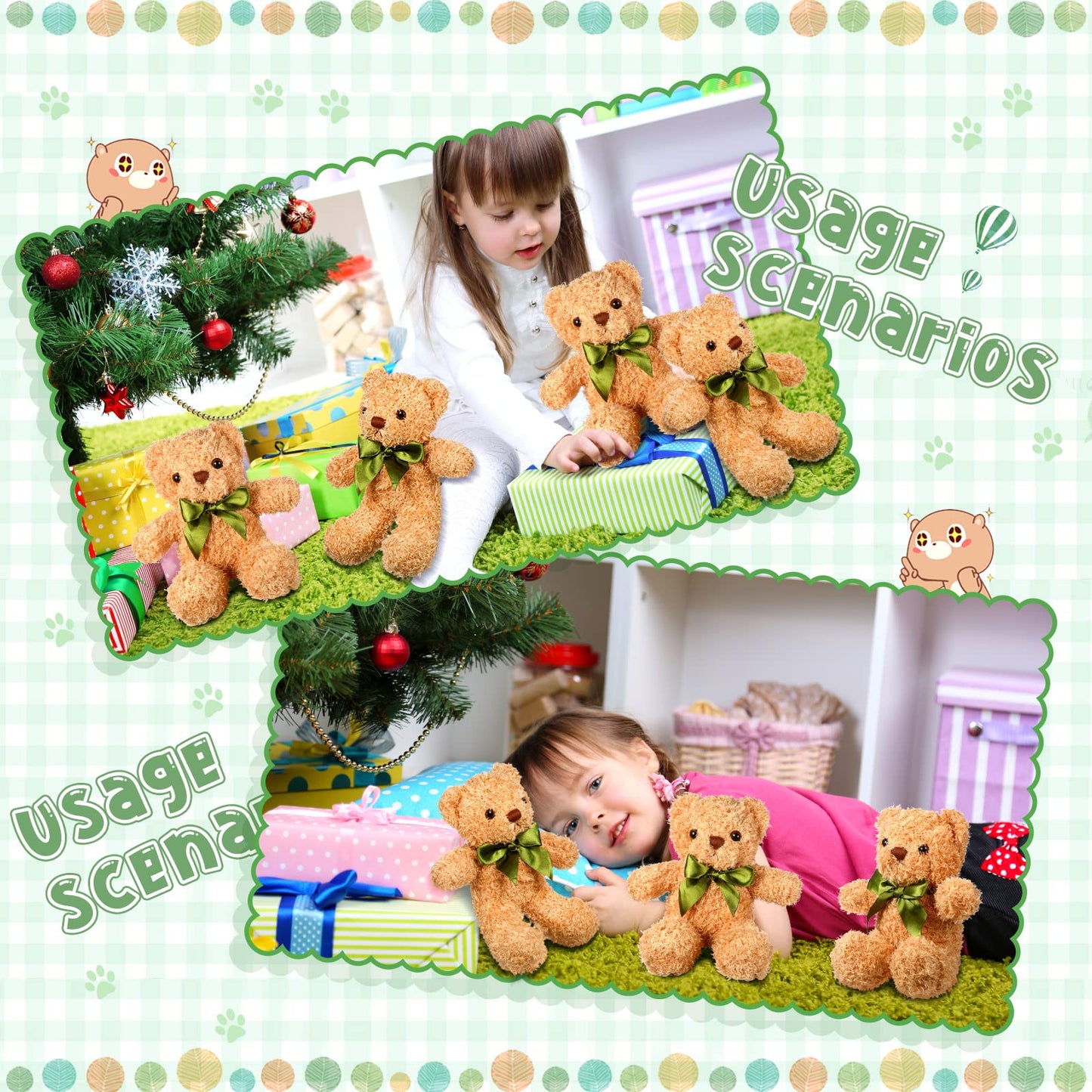 Zhanmai 9 Pieces Cute Bear Stuffed Animals 10 Inch Soft Plush Stuffed