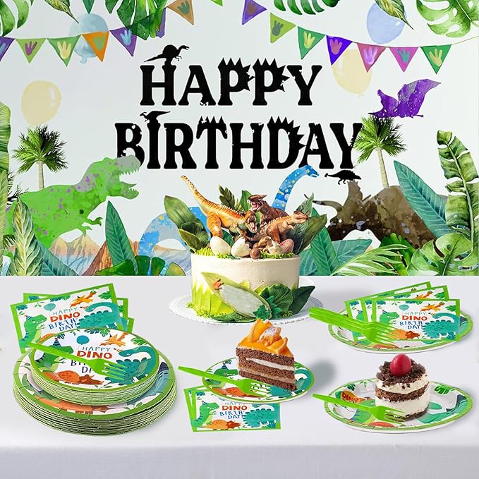 96 Pcs Dinosaur Party Supplies Dinosaur Theme Birthday Party