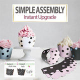 Cupcake Wrappers - Pink & Black Dot Wedding, She Said Yes Bridal, Baby