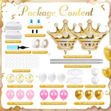 2 Sets Princess Party Balloon Column Stand Kit with 2 Crown Foil