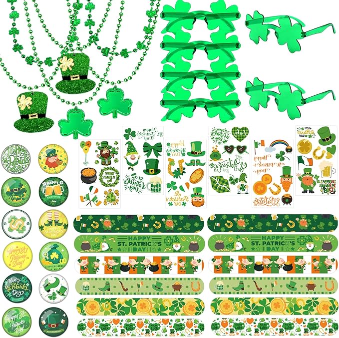 42 Pack St Patrick's Day Accessories Party Favor Set Green Shamrock