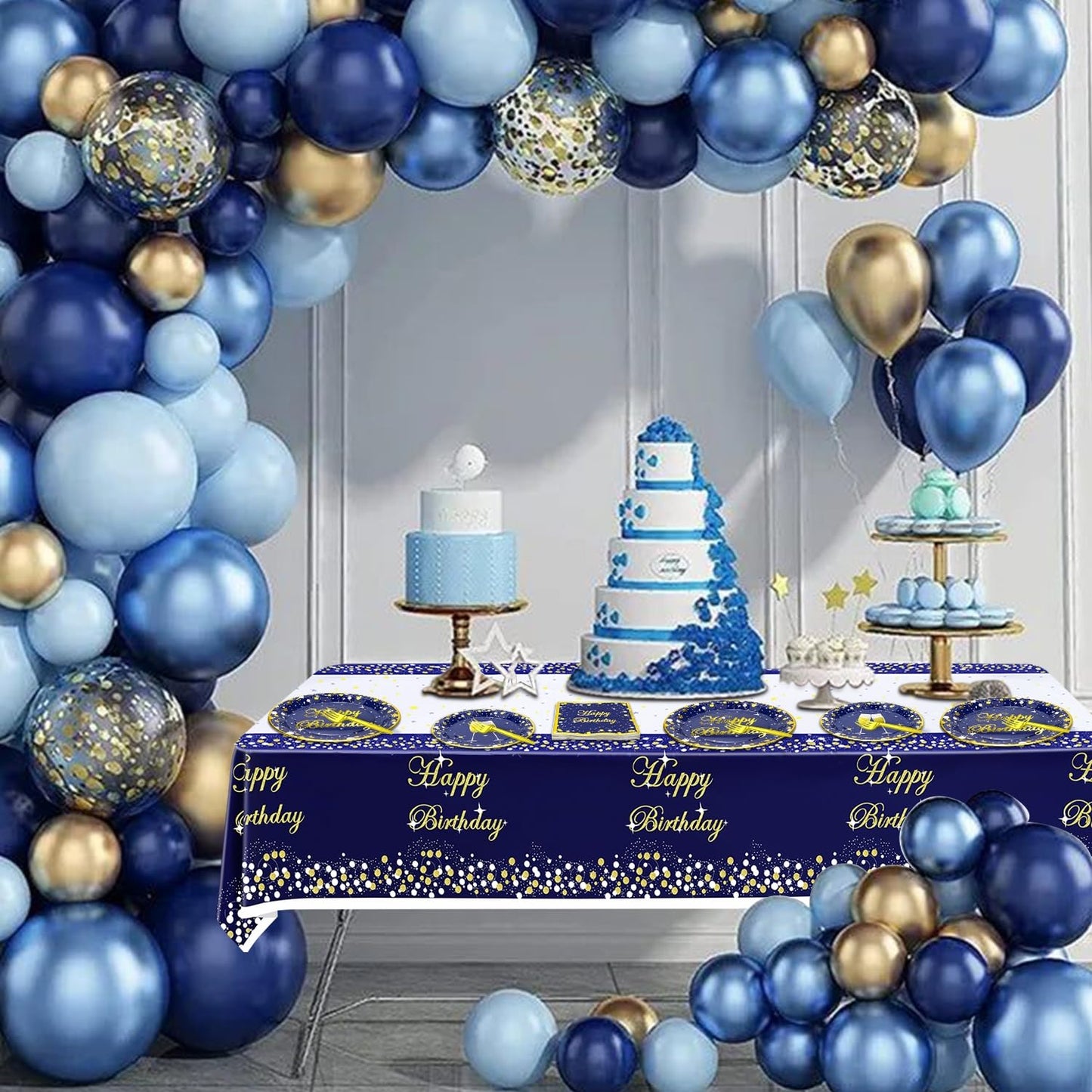 81 Pieces Blue and Gold Party Supplies - Blue and Gold Birthday