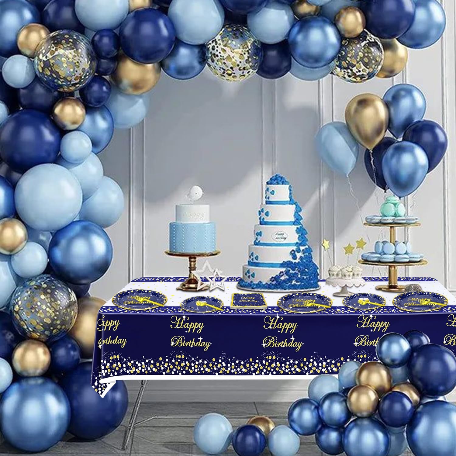 81 Pieces Blue and Gold Party Supplies - Blue and Gold Birthday