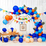 Bezente Orange and Blue Balloons Kit, 60pcs 12 inch Light Royal Blue
