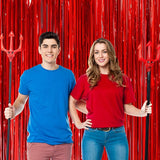 Voircoloria 3 Pack 3.3x8.2 Feet Red Foil Fringe Backdrop Curtains,