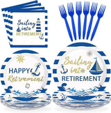 96Pcs Nautical Retirement Decorations Sailing into Retirement Plates