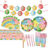 98PCS Easter Party Supplies Happy Easter Paper Plates and Napkins