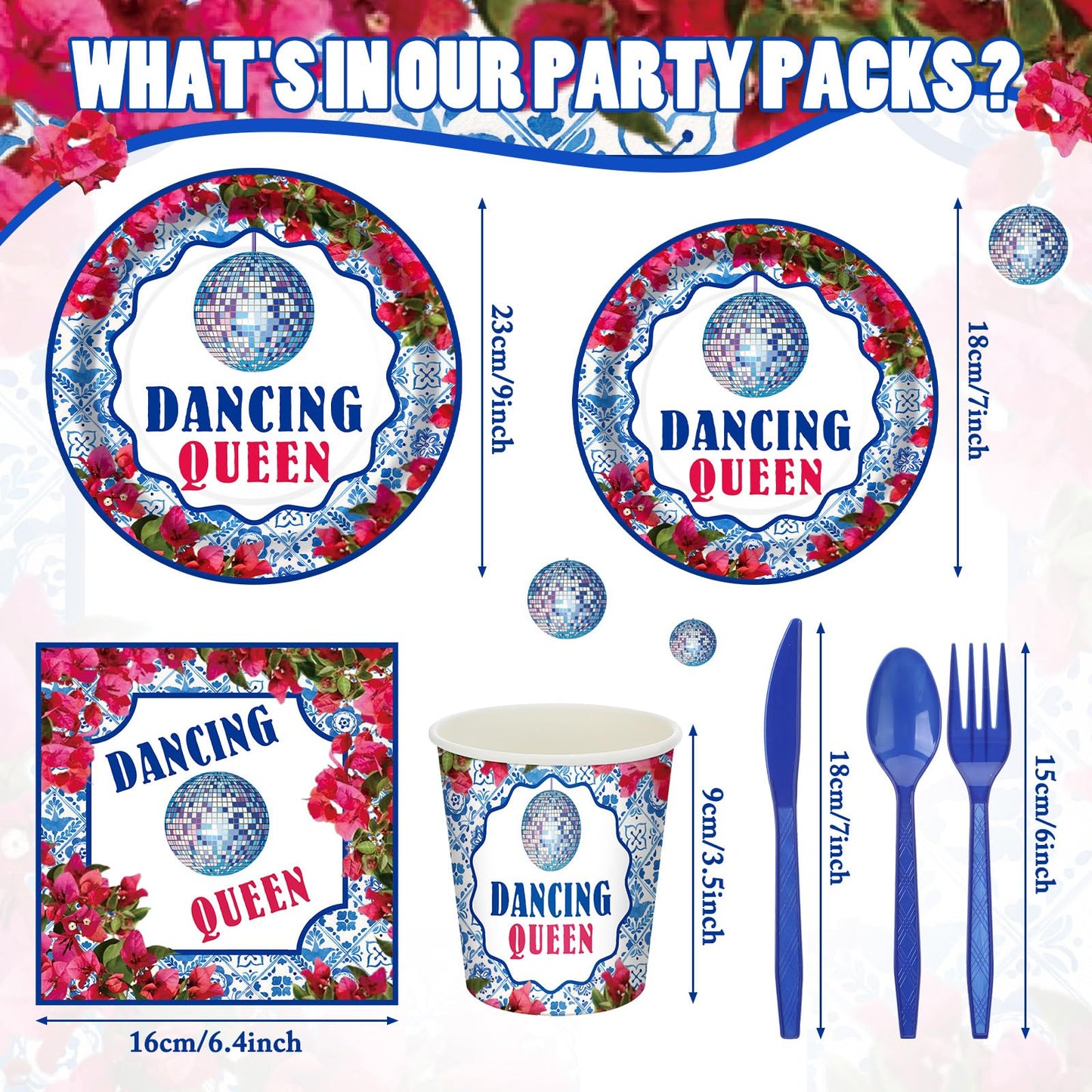 Sunnychicc 168 Pcs Dancing Queen Party Decorations Retro Disco