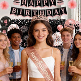 18th Birthday Decorations for Girls Her 52Pcs Black Rose Gold Party