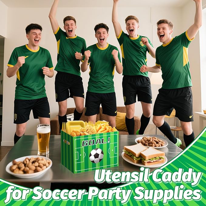 2PCS Soccer Utensil Holder Paper Utensil Caddy for Soccer Party