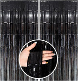 Black Party Streamers Foil Fringe Backdrop Curtains Tinsel Streamers
