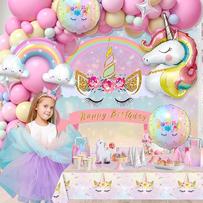 142Pcs Pink Unicorn Party Decorations Birthday Supplies for Girls