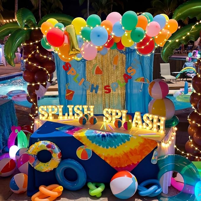 12 Pcs Summer Splish Splash Party Decorations Light Sign Summer Pool