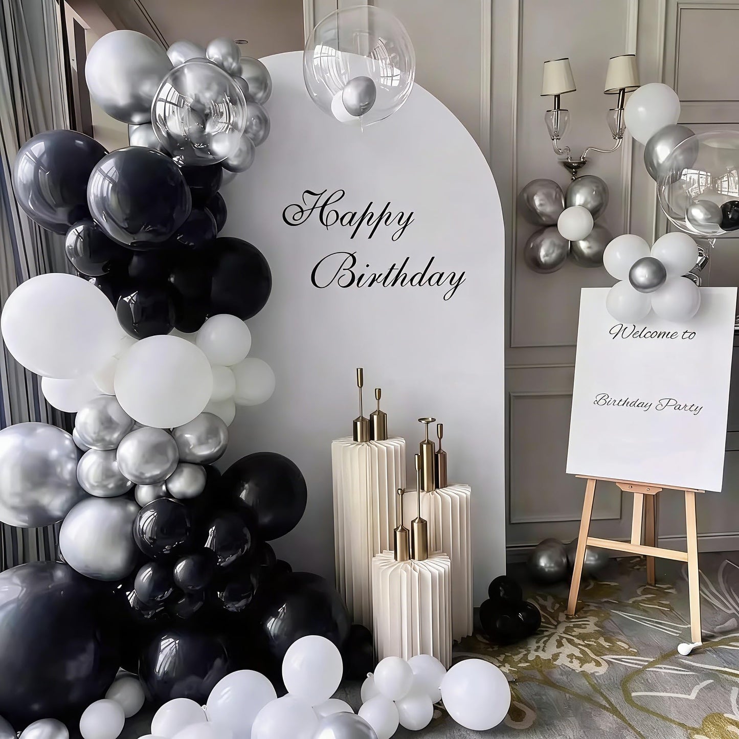 145pcs Black Balloons Different Sizes 18" 12" 10" 5" Black Latex