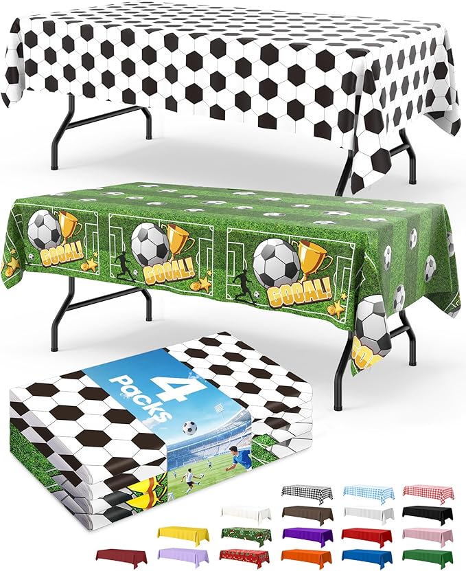Niuara Soccer Table Cloth – 4 Pack 54" x 108" Disposable Tablecloths