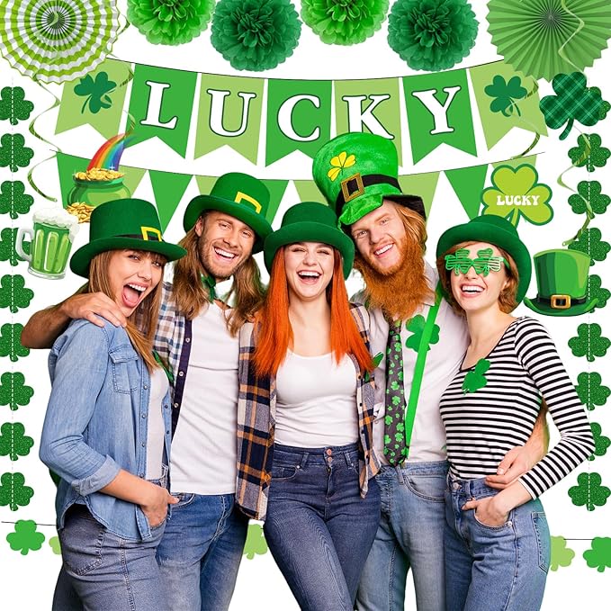 St Patrick's Day Decorations Kit Shamrock Garlands Hanging Swirls