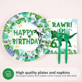 96 Pcs Dinosaur 6th Birthday Decorations Dino Plates and Napkins 6
