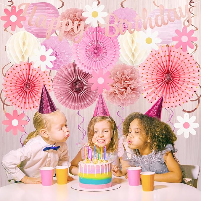 Pink Birthday Party-Decorations - 29pcs Beige Rose Gold Party