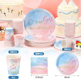 200 Pcs Gender Reveal Baby Shower Paper Plates Napkins Cups Baby