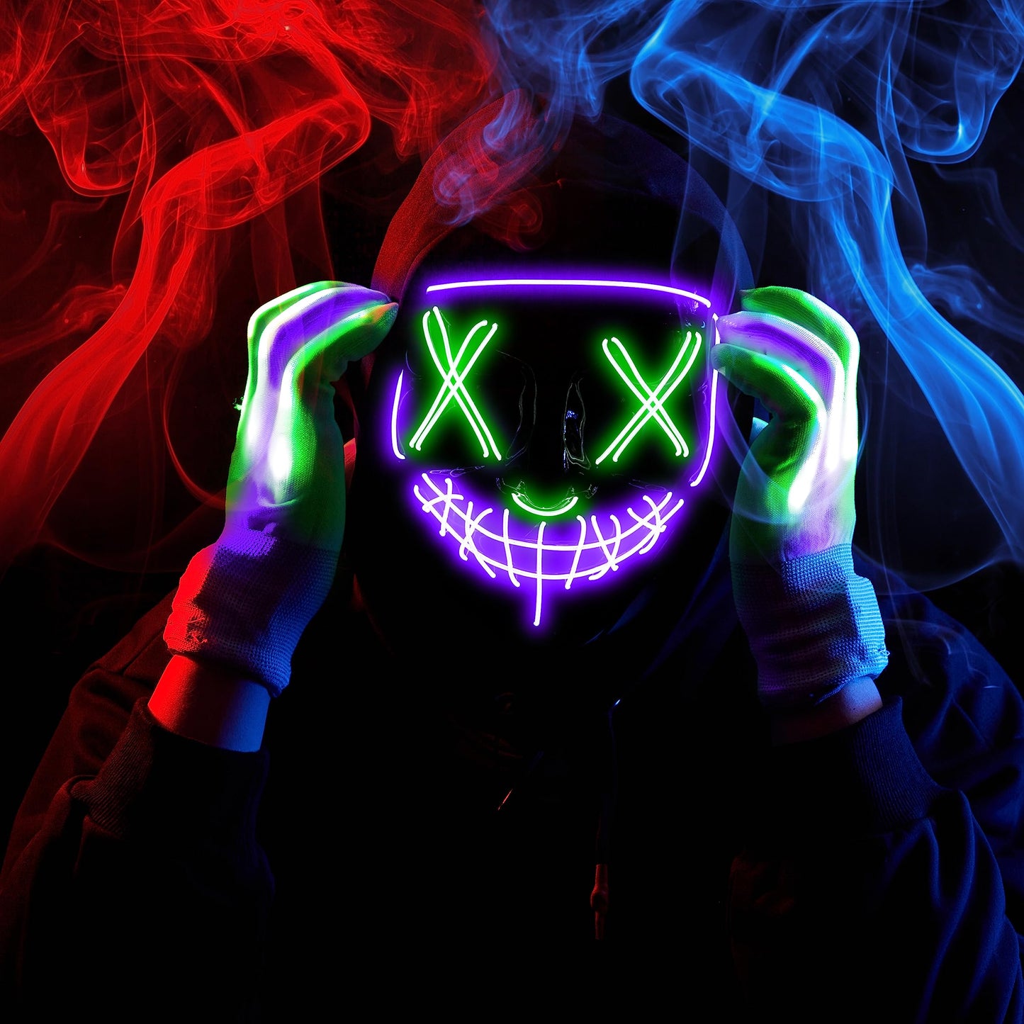 JOYIN Halloween Led Mask, Light Up Mask and Gloves for Cosplay Costume