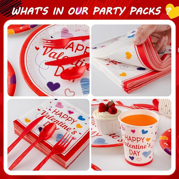 350PCS Valentine's Day Party Supplies for 50 Guests Valentine's Day