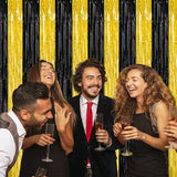 2 Pack Graduation Backdrop, 3.28 FT x 7.05 FT Black and Gold Foil
