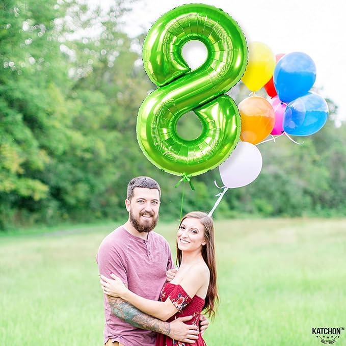 KatchOn, Light Green Number 8 Balloon - 40 Inch | Green Neon 8
