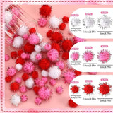Valentine's Day Pom Poms Balls 600 Pieces Pink Red Glitter Pom Poms