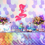 6Pcs Mermaid Iridescence Plastic Tablecloths Laser Table Cloths