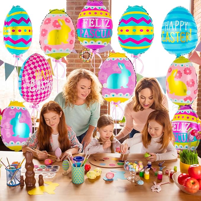 20 PCS Easter Egg Balloons Happy Easter Foil Balloons Egg Mylar