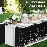 Black and Silver Tablecloth Party Decorations 12 Pack, Disposable