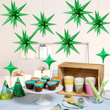 18 Pcs Green Star Balloons, Green Balloon with 6 Pcs 22-Inch
