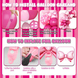 Pink 5th Birthday Balloons Decorations, Hot Pink Rose Polka Dots