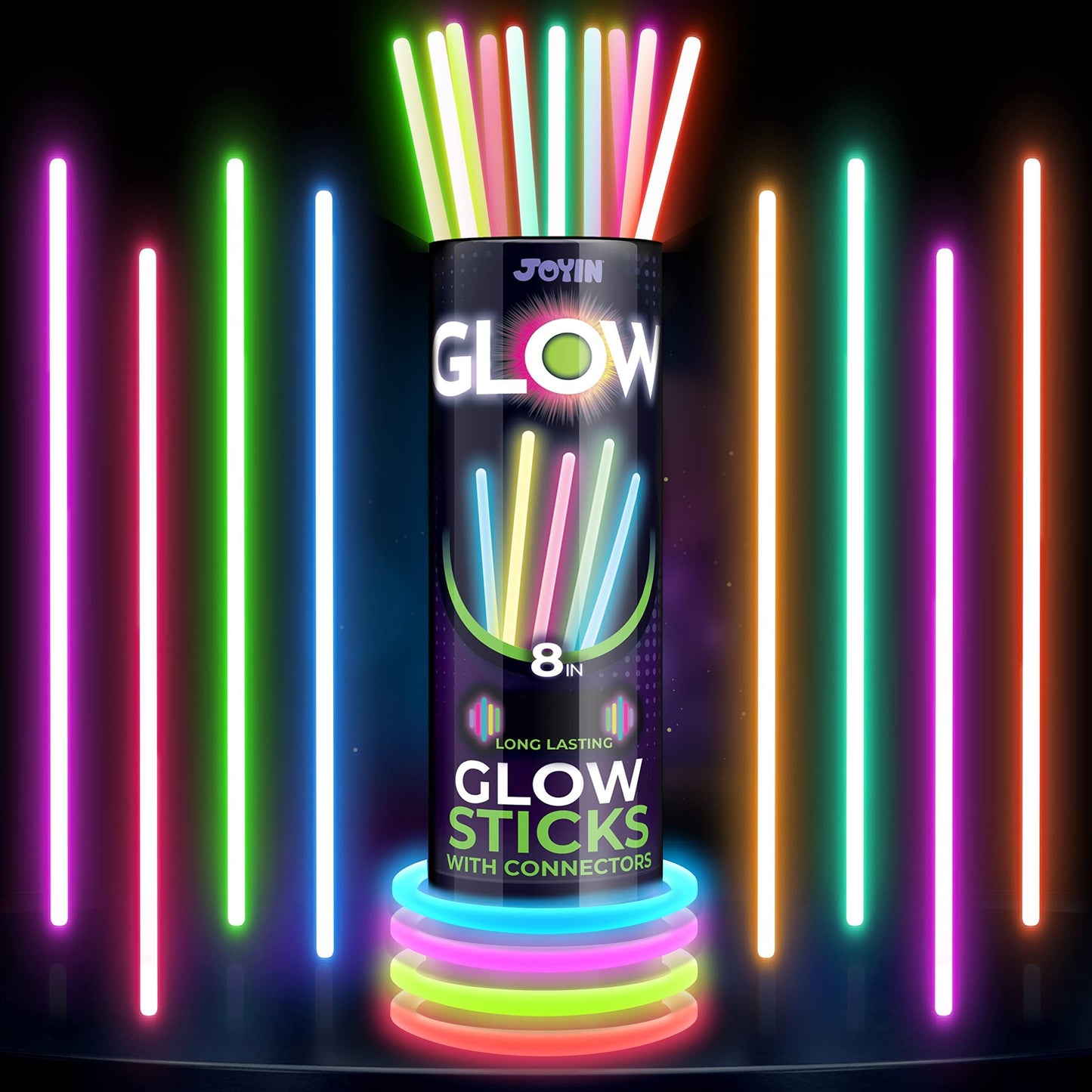 JOYIN 1000 Pcs 8" Glow sticks Bulk Party Favors Pack, Neon Glow in the