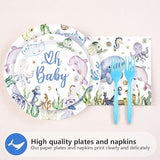 96Pcs Under The Sea Baby Shower Decorations Ocean Theme Party Plates