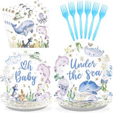 96Pcs Under The Sea Baby Shower Decorations Ocean Theme Party Plates