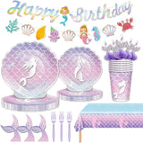 146Pcs Shell Plates and Napkins Iridescent Mermaid Party Supplies